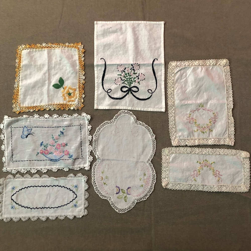 Vintage Embroidered Lace Doilies Lot of 7